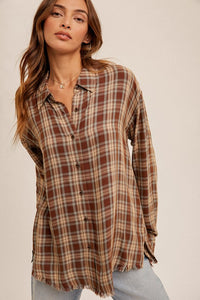 Plaid Fringe Button Down