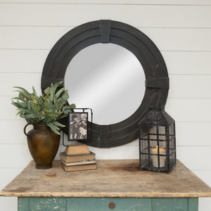 Round Wood Mirror