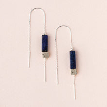 Rectangle Stone Earring - Lapis/Black/Silver