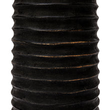 Carved Black Ribbed Candle Holder