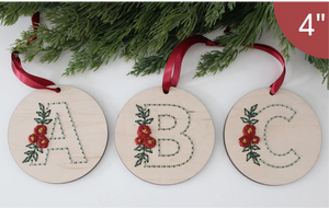 DIY Wood Embroidery Kit - Monogram Christmas Ornament
