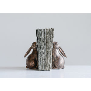 Bronze Bunny Bookends