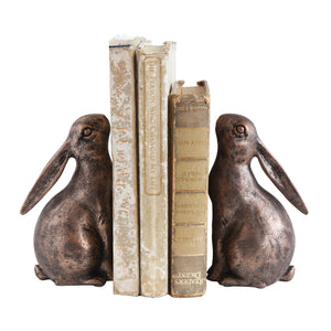 Bronze Bunny Bookends