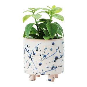 Footed Planter with Splatter Design