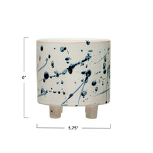 Footed Planter with Splatter Design