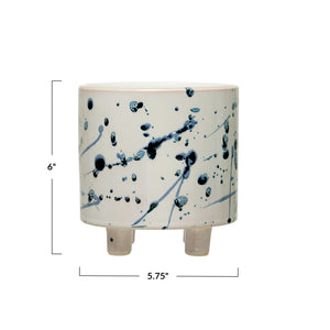 Footed Planter with Splatter Design