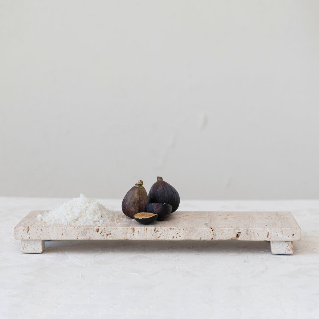 Travertine Footed Tray