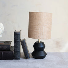 Black Table Lamp w/Jute Shade