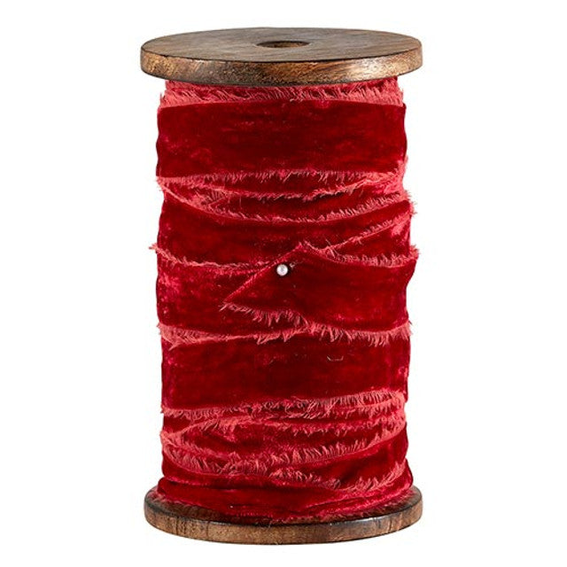 Frayed Velvet Ribbon, Red