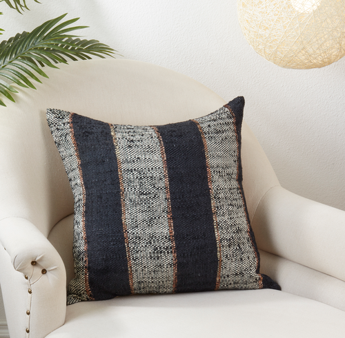 Black + White Woven Pillow