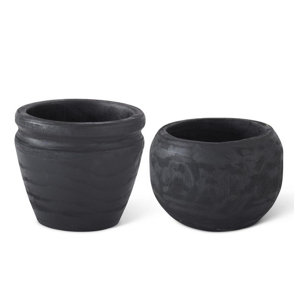 Black Wood Pot