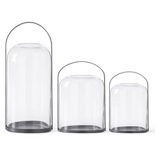 Round Glass Lantern Black