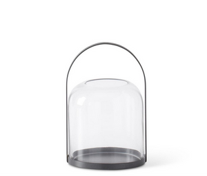 Round Glass Lantern Black