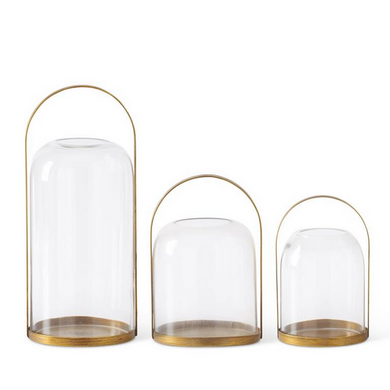 Round Glass Lantern Gold