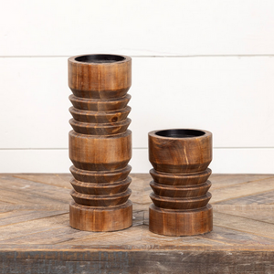 Twist Wood Pillar Holder