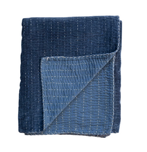 Navy Velvet Throw