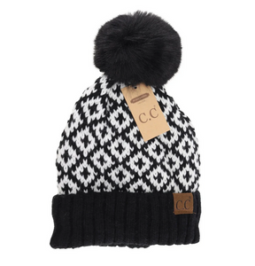 Lined Diamond Pattern Beanie