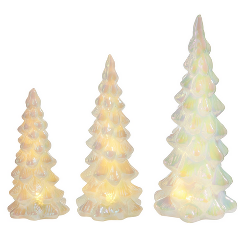 White Lighted Iridescent Trees
