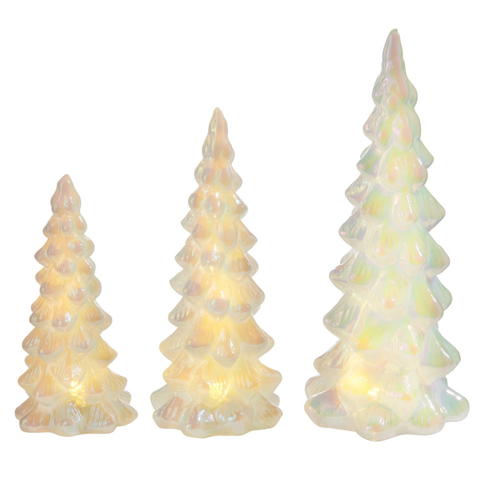 White Lighted Iridescent Trees
