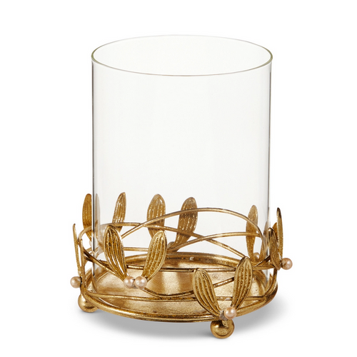 Gold Mistletoe Candle Holder