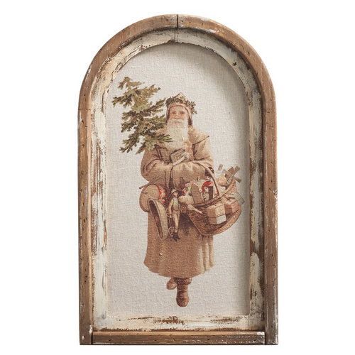 Arched Vintage Santa Watercolor