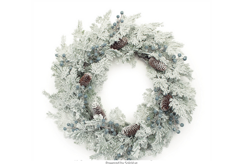 Frosted Wreath, w/Berry + Pinecones
