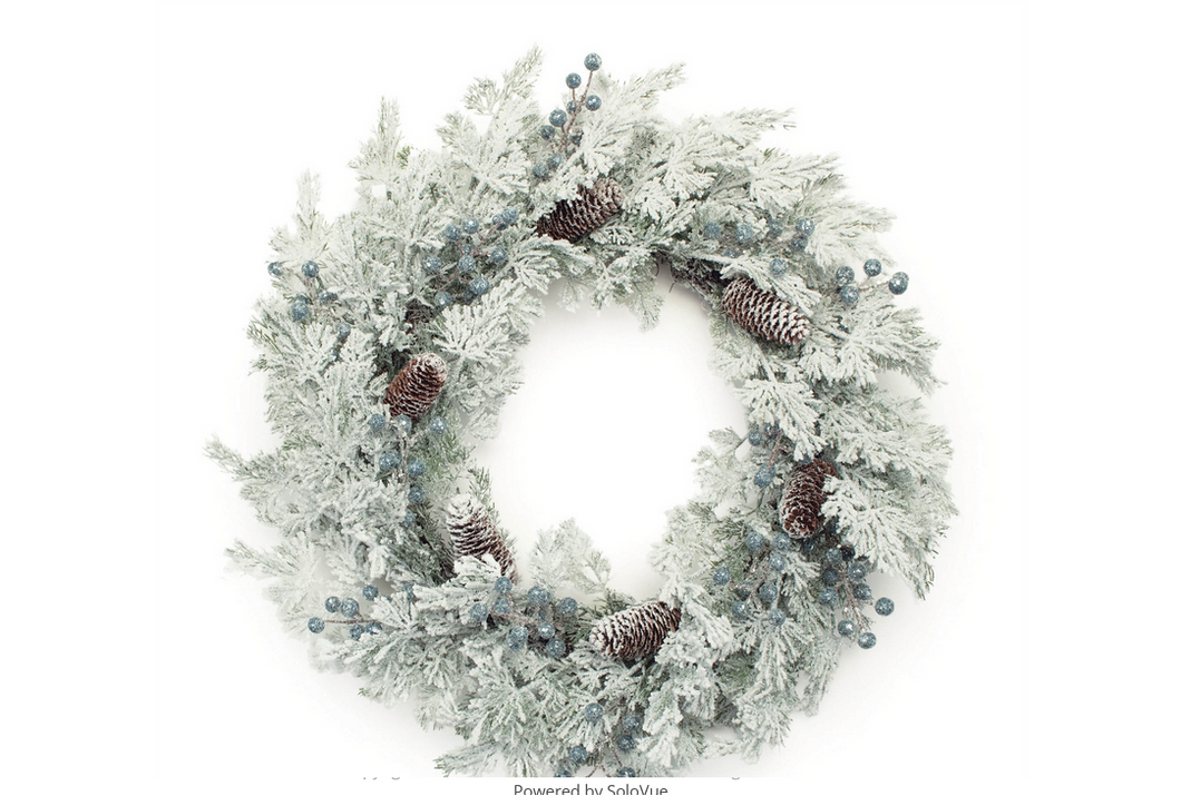 Frosted Wreath, w/Berry + Pinecones