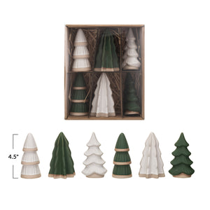 Green/White Stoneware Tree Set