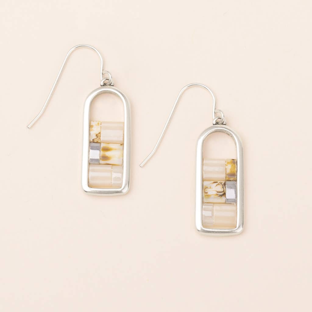 Ivory/Silver Frame Earring