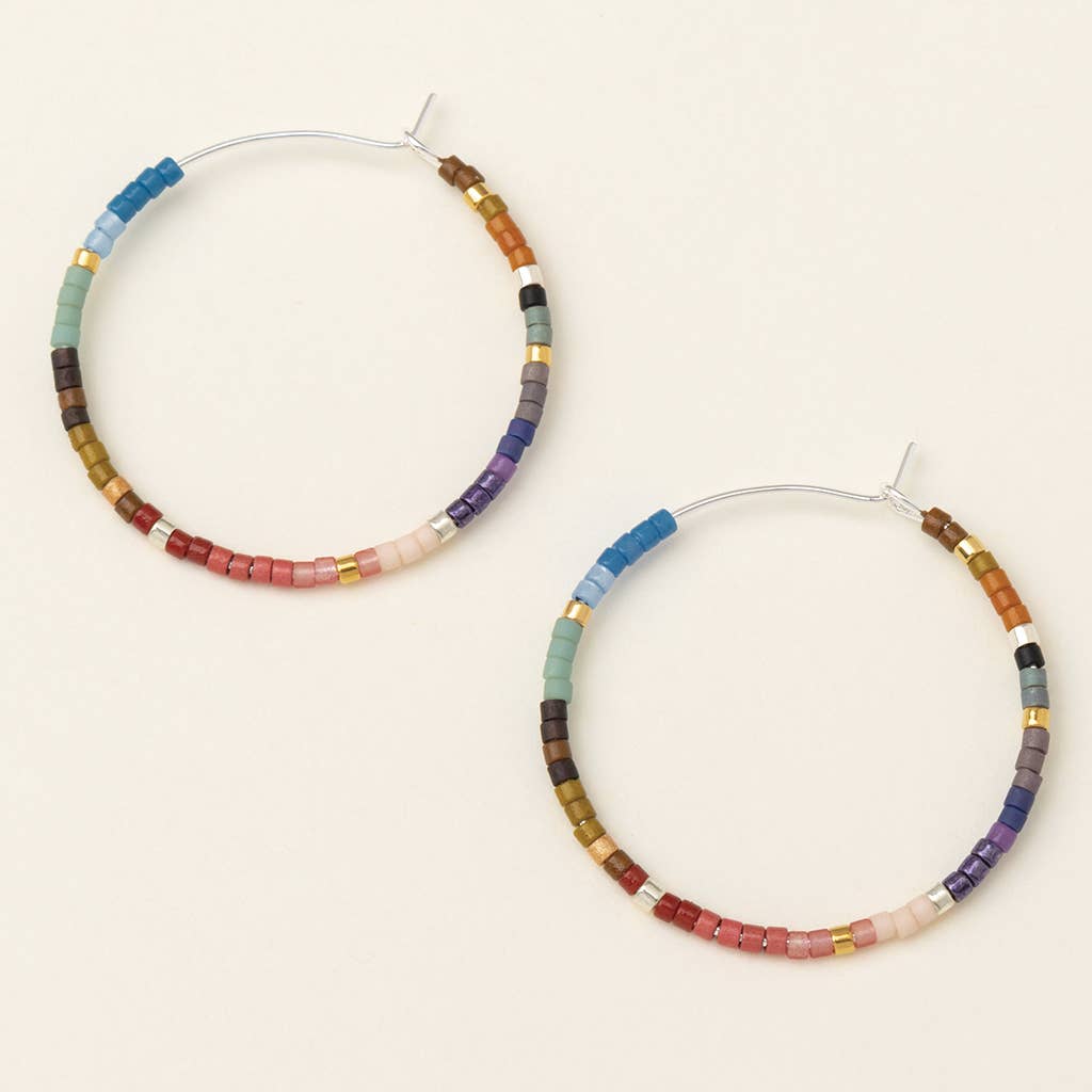 Chromacolor Miyuki Small Hoop - Dark Multi/Silver