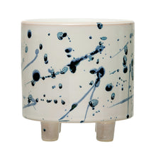 Stoneware Footed Planter with Splatter Design