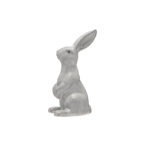 Stoneware Rabbit, Reactive Glaze, White (Each One Will Vary)