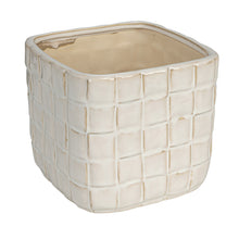 Stoneware Planter w/ Woven Pattern (Holds 6" Pot) (Each One Will Vary)