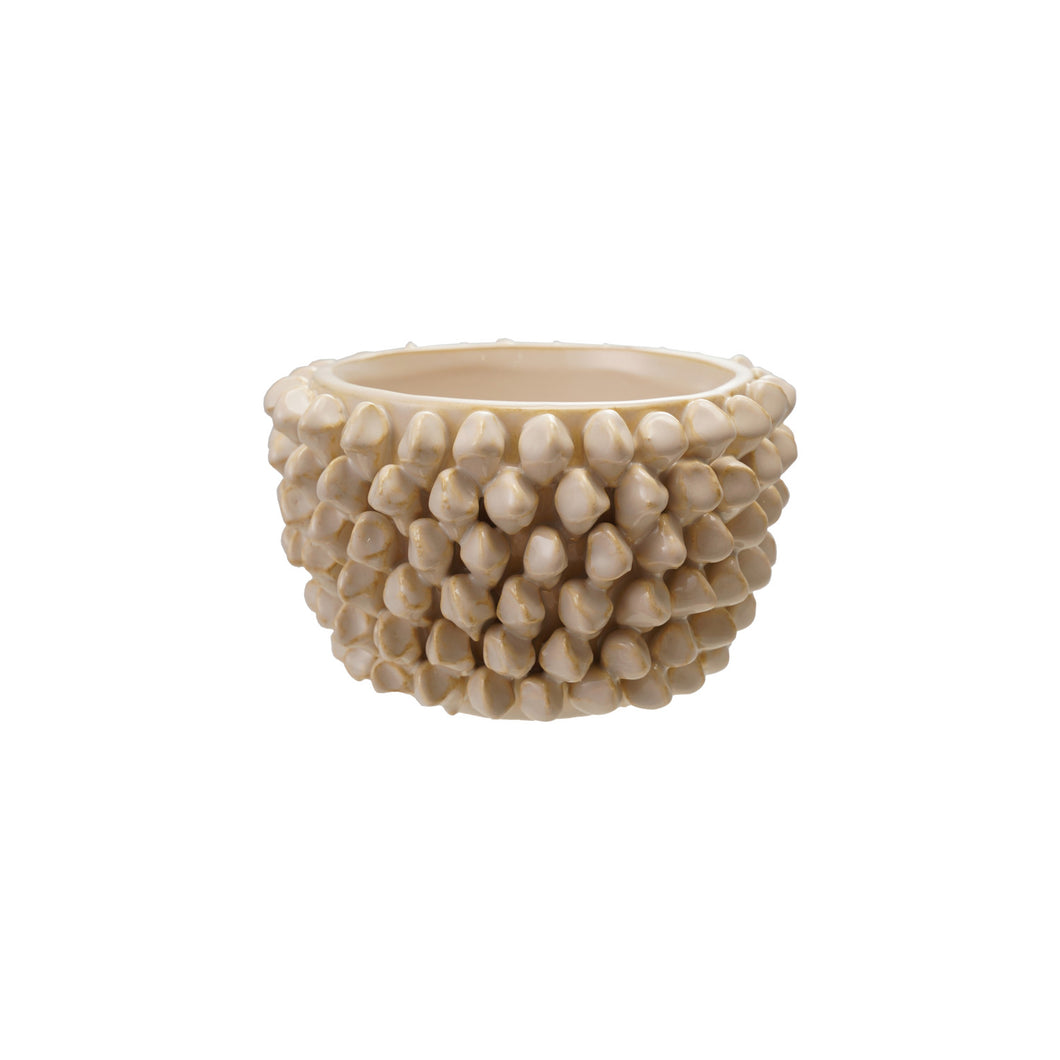 Stoneware 3D Formed Planter, Cream Color (Hold+F625s 5