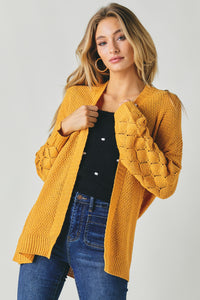 Waffle Knit Open Front Cardigan