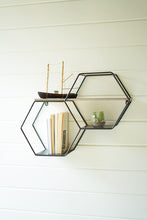 Hexagon Metal/Wood Wall Shelf