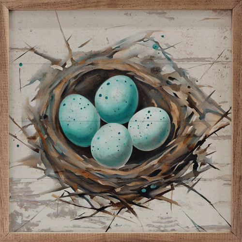Robin Nest With Eggs Whitewash