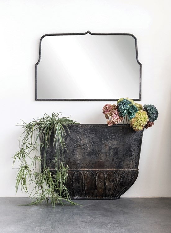 Distressed Black Metal Mirror