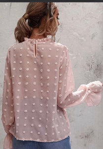 Ruffle Cuff Polka Dot Blouse